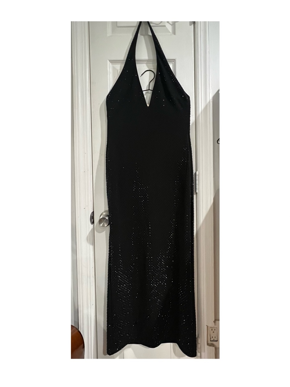 Zara Black Halter Maxi Dress with Sparkle Detail